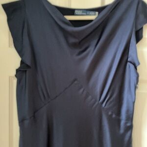 Navy Cowl Neck Sleeveless Dress by Ralph Lauren